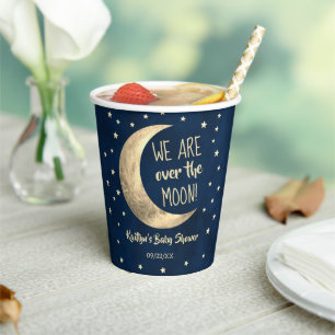 Over de maan   BABY SHOWER Papieren Bekers