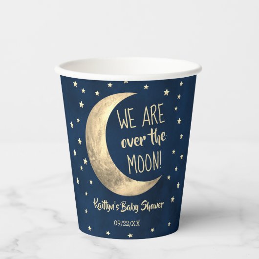 Over de maan | BABY SHOWER Papieren Bekers (Voorkant)