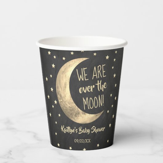 Over de maan | BABY SHOWER Papieren Bekers (Achterkant)