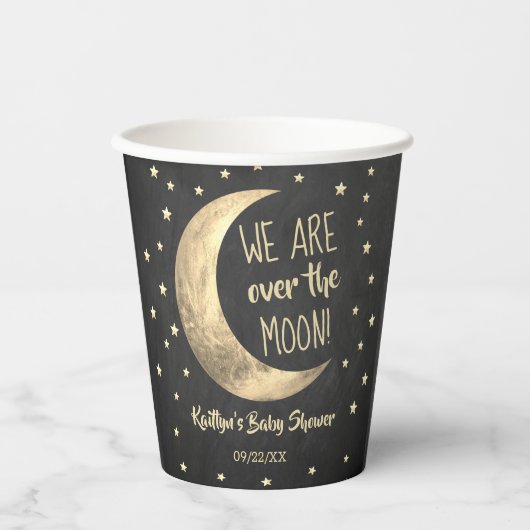 Over de maan | BABY SHOWER Papieren Bekers (Voorkant)