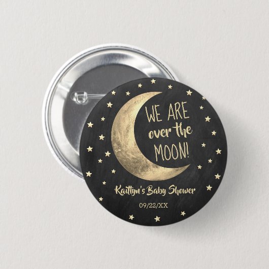 Over de maan | BABY SHOWER Ronde Button 5,7 Cm (Voorkant /achterkant)
