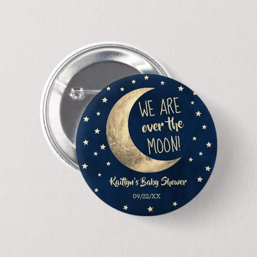 Over de maan | BABY SHOWER Ronde Button 5,7 Cm (Voorkant /achterkant)