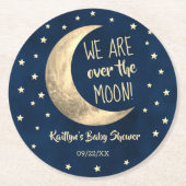 Over de maan | BABY SHOWER Ronde Kartonnen Onderzetter (Voorkant)