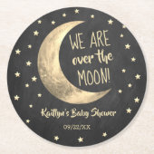 Over de maan | BABY SHOWER Ronde Kartonnen Onderzetter (Voorkant)