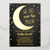 Over de maan | Baby shower — Uitnodiging tot echte (Voorkant)