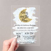 Over de maan | Baby shower voor jongens Acryl Uitnodigingen (Insitu (Draagbaar))