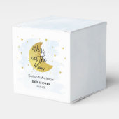 Over de maan | Baby shower voor jongens Bedankdoosjes (Voorkant Zijde)