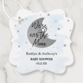 Over de maan | Baby shower voor jongens Bedankjes Labels (Voorkant)