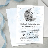 Over de maan | Baby shower voor jongens Kaart