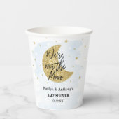 Over de maan | Baby shower voor jongens Papieren Bekers (Voorkant)