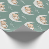 Over de Maan Beer Baby Shower Cadeaupapier (Hoek)