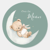Over de Maan Beer Baby Shower Ronde Sticker (Voorkant)