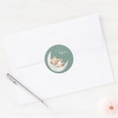 Over de Maan Beer Baby Shower Ronde Sticker (Envelop)