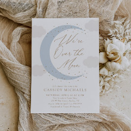 Over de Maan Blauw Baby Shower Kaart