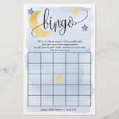 Over de maan, blauw Stars Bingo Paper Kaart (Voorkant)