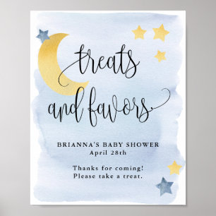 Over de maan, Blauwe Baby shower Behandeling en Vo Poster