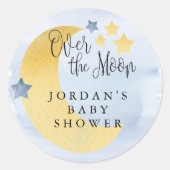 Over de Maan, Blauwe Gepersonaliseerde Enveloppe S Ronde Sticker (Voorkant)
