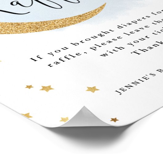 Over de Maan Blauwe Luier Raffle Display Douche Poster (Hoek)