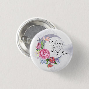 Over de maan Bloemen baby shower Ronde Button 3,2 Cm