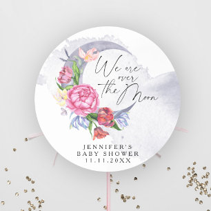 Over de maan Bloemen baby shower Ronde Sticker