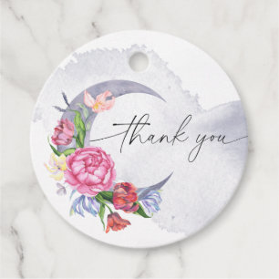 Over de maan Bloemen babyshower bedankt Bedankjes Labels
