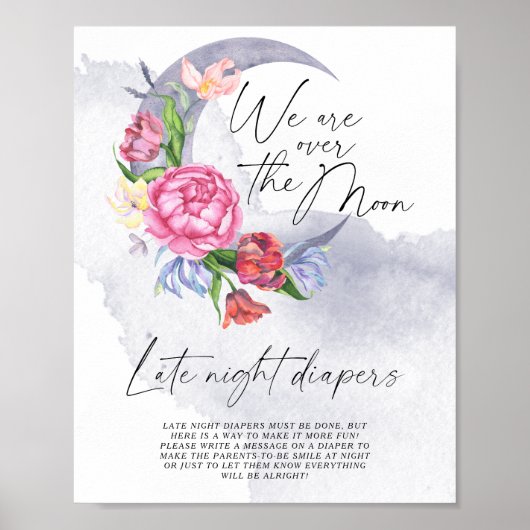 Over de Maan Bloemen Late nacht luiers spel Poster (Voorkant)