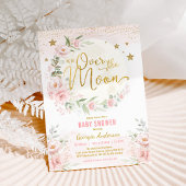 Over de maan | Blush Pink Gold Girl Baby shower Kaart