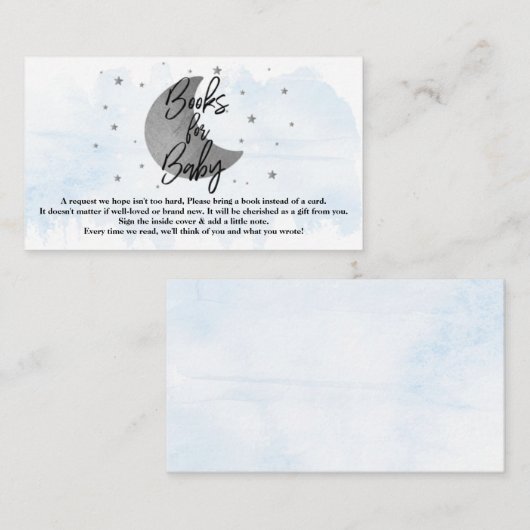 Over de maan | Boeken voor Baby shower van jongens Informatiekaartje (Voorkant / Achterkant)