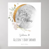 Over de maan boho genderneutraal welkomstbord poster (Voorkant)