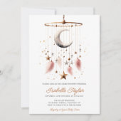 Over de Maan Boho Hemels Meisje Baby Borrel Kaart (Voorkant)