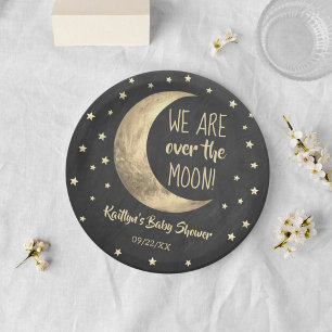 Over de maan   Bord Baby shower papier