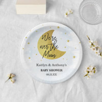 Over de maan | Bord voor Baby shower van jongens