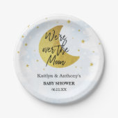 Over de maan | Bord voor Baby shower van jongens (Voorkant)