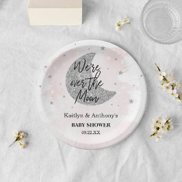 Over de maan | Bord voor Baby shower van meisjes