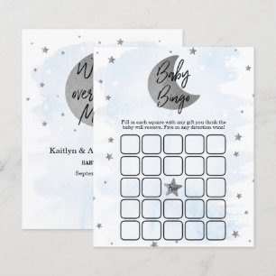 Over de maan Boys Baby shower Bingo