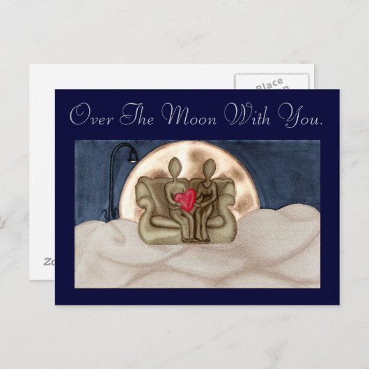 Over de maan briefkaart (Voorkant / Achterkant)