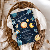 Over de Maan Celestial Baby shower Navy Kaart