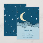 Over de maan donkerblauw! Dank u Baby shower Bedankkaart (Voorkant / Achterkant)
