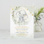 Over de maan | droomgroen Baby shower Kaart (Staand voorkant)