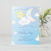 Over de Maan en de Stars Birthday Party Kaart (Staand voorkant)