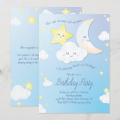 Over de Maan en de Stars Birthday Party Kaart (Voorkant / Achterkant)