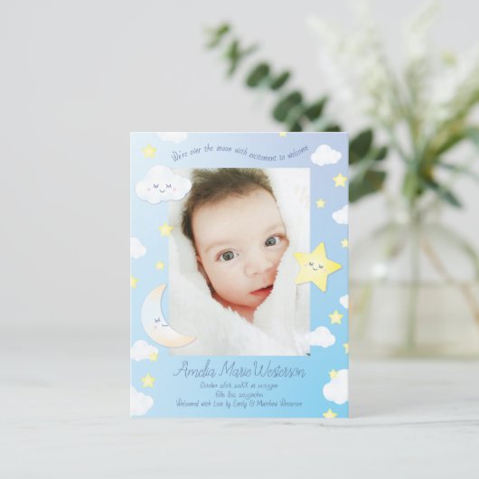 Over de maan en de sterren briefkaart (Staand voorkant)