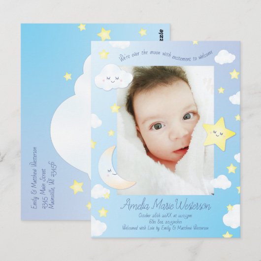 Over de maan en de sterren briefkaart (Voorkant / Achterkant)