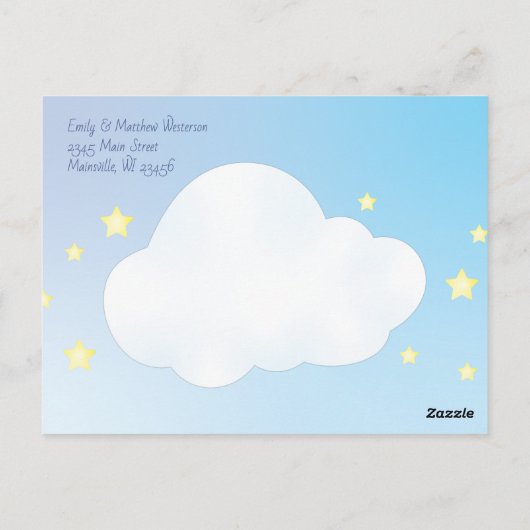 Over de maan en de sterren briefkaart (Achterkant)