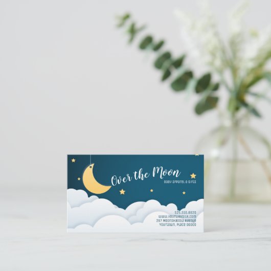 Over de maan en de wolken visitekaartje (Staand voorkant)