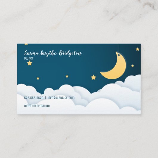 Over de maan en de wolken visitekaartje (Achterkant)