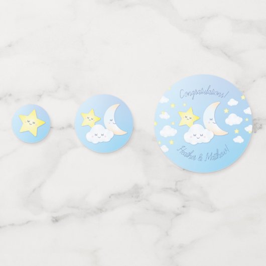 Over de Maan en Sterren Baby shower Confetti (Voorkanten)