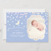 Over de maan en sterren geboorteaankondiging Baby Magnetische Uitnodiging (Voorkant)