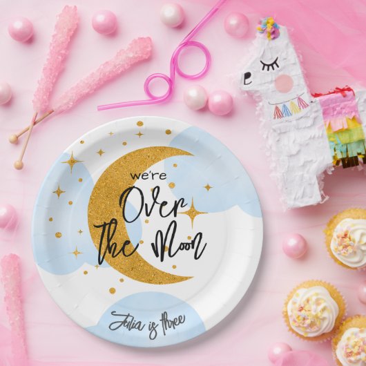 Over de maan fantasie kinderen Verjaardag Papieren Bordje (Feest)
