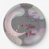 Over de maan fantasie kinderen verjaardag papieren bordje (Voorkant)